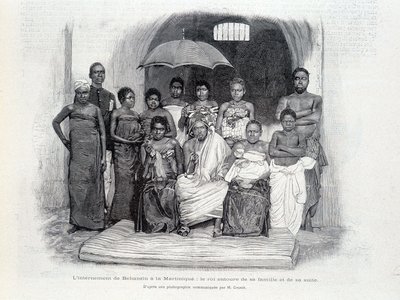 Behanzins internering på Martinique: kongen omgitt av familien og suiten hans av Unknown artist