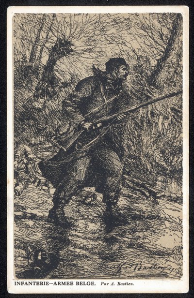 Belgia: Et belgisk postkort produsert under første verdenskrig og solgt for å samle inn penger til invalide belgiske soldater. av Unknown Artist