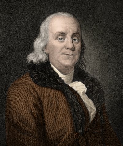 Benjamin Franklin (1706-1790) - gravering - 1800-tallet av Unknown artist