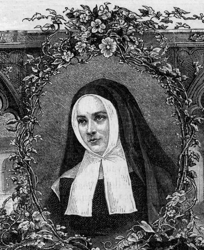 Bernadette Soubirous (1844-1879) in religious dress. Engraved from 1877. av Unknown artist