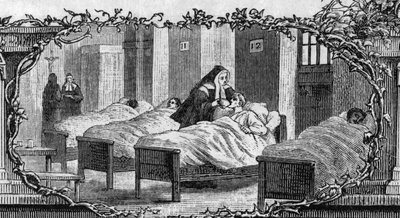 Bernadette Soubirous (1844-1879) in the dress of a nun caring for the sick. av Unknown artist