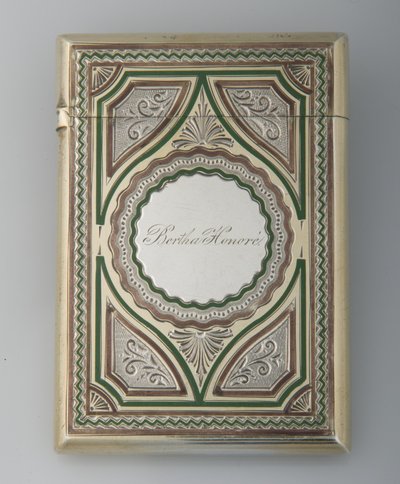 Bertha Palmers kortveske, ca.1865, Sterling sølv, emalje, Maker ukjent av Unknown artist