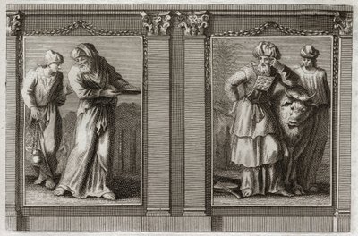 Bibelen til Royaumont, Det gamle testamente: Prestenes klær. Figur av klærne til storpresten og de andre levittene. Illustrasjon fra 1811. av Unknown artist