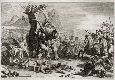 Bibelen til Royaumont, Det gamle testamente: Eleazars mot. Seleucid-kongen Antiochos V Eupator, sønn av den vanhellige Antiochos IV Epiphane (175-164 f.Kr.), kjempet etter sin fars død mot Judas Machabee (Maccabee, Macabee). Ekstraordinær handling av Ele av Unknown artist