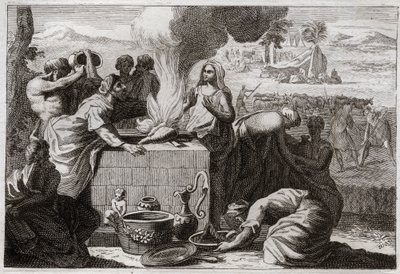 Bible of Royaumont, Old Testament: Loth separates from Abraham. A quarrel aroused between the shepherds of Abraham and Loth, and they separated from one another, and Loth withdrew to Sodom. Illustration from 1811. av Unknown artist