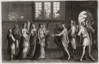 Bibelen til Royaumont, Det gamle testamente: Isaks ekteskap. Isak, sønn av Abraham, gifter seg med Rebecca. Illustrasjon fra 1811. av Unknown artist