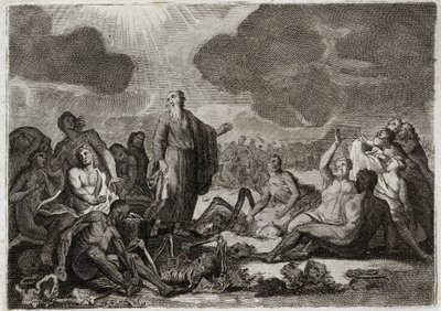 Bibelen til Royaumont, Det gamle testamente: Andre syn av Esekiel. Visjonen om at profeten Ezechiel hadde fra flere bein alle disseches som tok opp en menneskelig form. Illustrasjon fra 1811. av Unknown artist