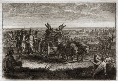 Bibelen til Royaumont, Det gamle testamente: Arken kom tilbake. Filisterne sender Paktens Ark tilbake til Judee for å unngå ondskapen den påførte dem hver dag. Illustrasjon fra 1811. av Unknown artist