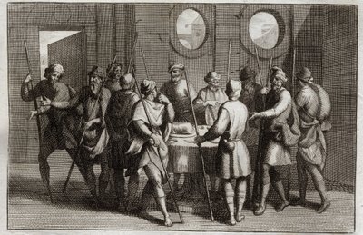 Bibelen til Royaumont, Det gamle testamente: Påskelammet. Gud befalte jødene å spise påskelammet, og for den tiende plagen drepte alle førstefødte. Illustrasjon fra 1811. av Unknown artist