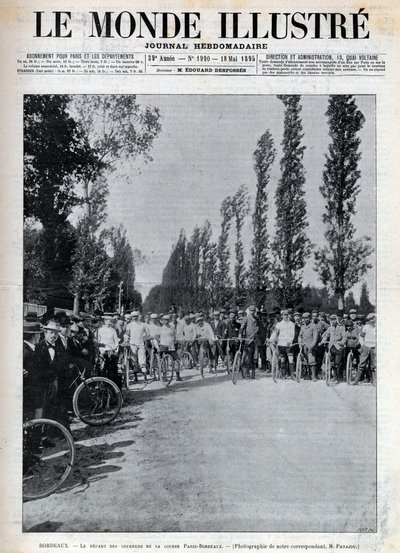 Bordeaux - the start of the Paris-Bordeaux race - cover of “The Illustrous World” of 1895 - av Unknown artist