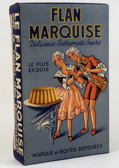 Eske med produkt "" Flan Marquise: Delicious sweet entremets "", n.d. 1800-tallet av Unknown artist