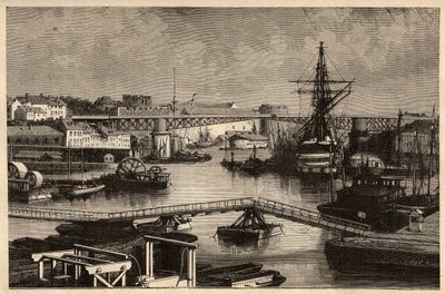 Brest - Le port militaire - Finistere - Bretagne - engraving in “” PATRIE”” - DESCRIPTION PECTURESSE DE LA FRANCE EN 6 VOLUES BY LUCIEN HUARD - end 19th century av Unknown artist