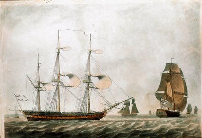 Britisk fregatt på 1700-tallet (trykk fra 1800-tallet) av Unknown artist