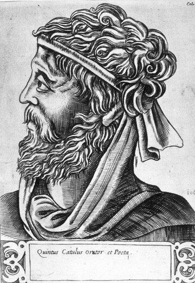 Caius Valerius Catullus dit Catulle (87 - 54 f.Kr.) Imaginært portrett, gravering fra 1600-tallet. av Unknown artist