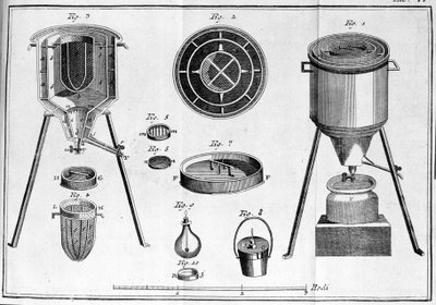 Lavoisiers kalorimeter - i fysiske og kjemiske hefter av Lavoisier av Unknown artist