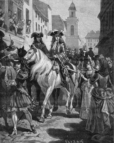 Camisard War (1702-1704): En katolikk som prøver å berøre lederen av Camisards, Jean Cavalier (1681-1740). Nimes, Gard (30). Gravering fra 1800-tallet. I «Histoire de France» av Jules Michelet av Unknown artist
