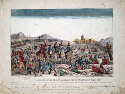 Kampanje av Preussen og Polen (1806-1807) ""Napoleon I på slagmarken til Eylau den 02/09/1807"" - På slagmarken til Eylau - Anonym - 1807 - Etsning, akvarell - 33,4x44, 5-privat samling av Unknown artist