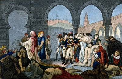 Kampanje (ekspedisjon) av Egypt (1798-1801): General Bonaparte besøker pestiferes sykehus i Jaffa. Gravering 1800-tallet. av Unknown artist