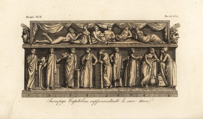 Capotoline sarcophagus basrelieff som representerer de ni musene av Unknown artist