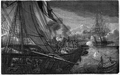 Fangst av Saint Jean d'Ulloa (Mexico) av den franske fløyen under admiral Baudin 27. november 1838. av Unknown artist