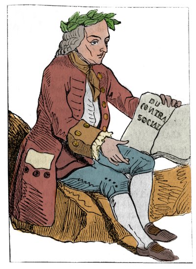 Kort å spille av Den franske republikk (1793) publisert i nasjonalkonvensjonen 21.09.1792, etter kongedømmenes fall: filosofens karakter under trekkene til Jean-Jacques (Jean Jacques) Rousseau "" til sosial kontrakt"" (1712-1778) av Unknown artist