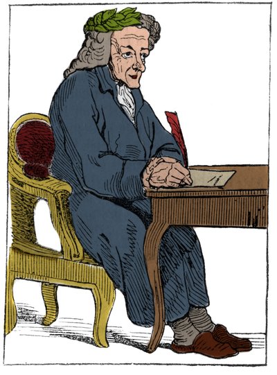 Kort å spille av Den franske republikk (1793) publisert i den nasjonale konvensjonen 21.09.1792, etter kongedømmenes fall: filosofens karakter under trekkene til den franske forfatteren og filosofen Francois-Marie Arouet dit Voltaire ( Franco av Unknown artist