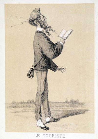 Tegneserie av en engelsk turist rundt 1866. av Unknown artist