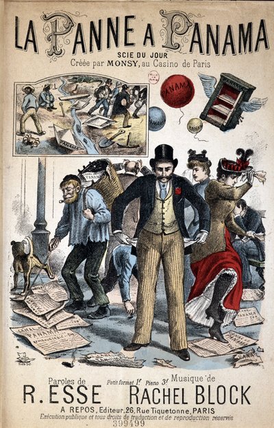 Tegneseriesangen "" La Panne a Panama"", så dagens lys laget av Monsy på Casino de Paris, tekst av R. Esse og musikk av Rachel Block av Unknown artist