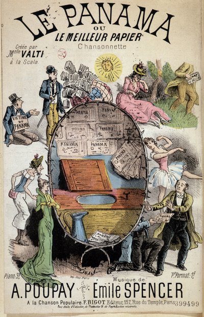 Tegnesang "Panama or the best paper"" laget av Miss Valti à la Scala, tekst av Poupay og musikk av Emile Spencer, sd 1800-tallet av Unknown artist