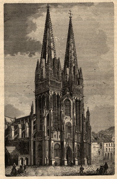 Cathedral of Saint Corentin of Quimper - Cathedrale Saint-Corentin de Quimper - gravering i "" PATRIE" - PECTUREQUIREQUE BESKRIVELSE AV FRANKRIKE I 6 BIND AV LUCIEN HUARD - slutten av 1800-tallet av Unknown artist