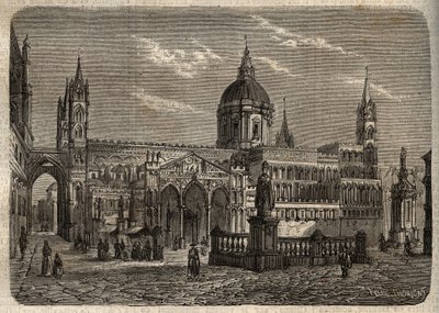 Cathedrale de Palermo - Palermo katedral - Palermo katedral - gravering i "" Dictionnaire populaire illustrious "- 1864 - av Joseph Decembre og Edmond Allonier - av Unknown artist