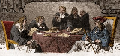 Censorship in the 18th century: Under the Old Regime, the service is called “Black Cabinet”, which is responsible for examining private correspondence for security reasons. Engraving of the 19th century. av Unknown artist