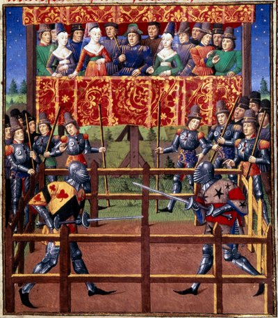 Seremonier og ordinanser som et løfte om kamp: duell i lukket felt mellom to riddere Miniatyr fra et manuskript av Jean de Rolin (1400-tallet) 1460 Paris, BN av Unknown artist