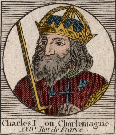 Charlemagne (Carolus Magnus, Charles the Great) (747-814) Frankenes konge og den kristne keiseren av Vesten - gravering fra "Instruction sur l