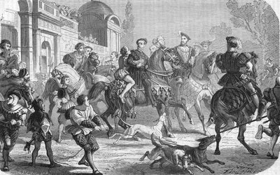 Charles V (1500-1558) ved hoffet til Francois 1. (1494-1547). av Unknown artist