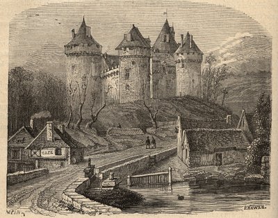 Chateau de Combourg - Ille-et-Vilaine Bretagne - gravering i "" PATRIE" - PECTUREQUIREQUE BESKRIVELSE AV FRANKRIKE I 6 BIND AV LUCIEN HUARD - slutten av 1800-tallet av Unknown artist