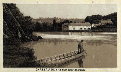Schloss Freyer an der Maas (Freyer-Sur-Meuse), Belgien. Chromolithographie aus dem späten 19. Jahrhundert. von Unknown artist