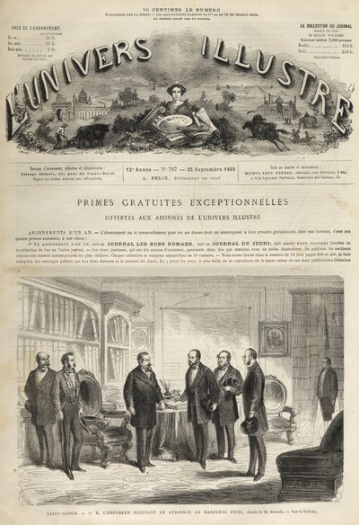 Chateau de Saint-Cloud Napoleon III mottar Juan Prim (spansk general og statsmann) (Juan Prim av Unknown artist