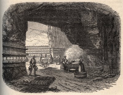 Oster - roquefortkjellere - gravering i "" PATRIE"" - PECTUREQUIREQUE BESKRIVELSE AV FRANKRIKE I 6 BIND AV LUCIEN HUARD - slutten av 1800-tallet av Unknown artist