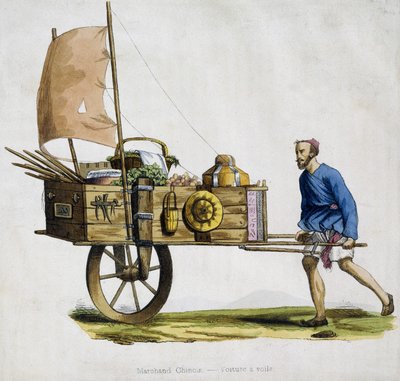 Kinesisk kjøpmann og seilvognen hans av Unknown artist