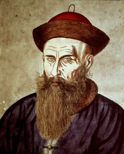 Kinesisk portrett av Johann Adam Schall von Bell (1592 - 1666), en tysk jesuittmisjonær som ledet det astronomiske observatoriet i Beijing. av Unknown artist