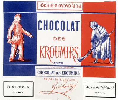 Sjokolade fra Kroumirs. Reklameetikett av Unknown artist