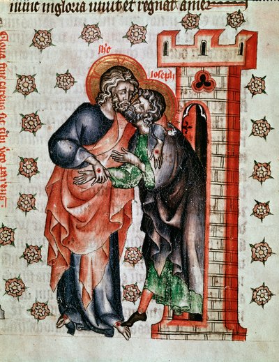Kristi farvel (Jesus Kristus og Josefs farvel) Miniatyr malt i "The Passion of the Abbess Cunegonde"" av Unknown artist