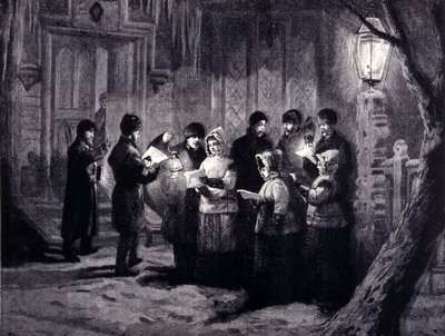 Weihnachtsnacht in Kanada: Lesungen und Gebete. Gravur des 19. Jahrhunderts von Unknown artist