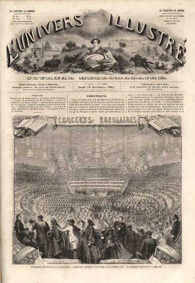 Cirque Napoleon (nåværende vintersirkus, rue Amelot, Paris) - Klassisk musikkkonsert gir søndag 3. november av Unknown artist