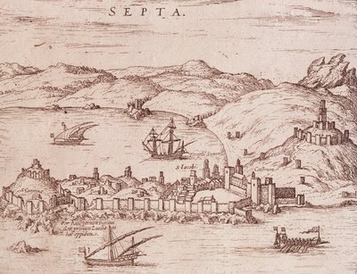 Byen Septa (Ceuta) tidlig på 1600-tallet, gravering, Marokko av Unknown artist