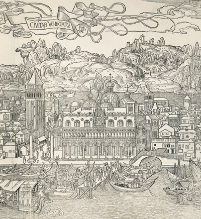 Byen Venezia, Italia, gravering av Unknown artist