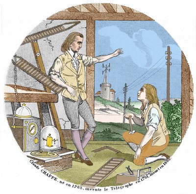 Claude Chappe (1765 - 1807), fransk ingeniør oppfant telegrafen i 1791. av Unknown artist