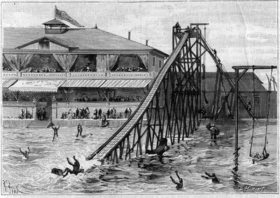 Coaster in Bridgeport, Connecticut, USA. in “La Nature. Review of sciences and their applications to the arts and industry.” 1888 av Unknown artist