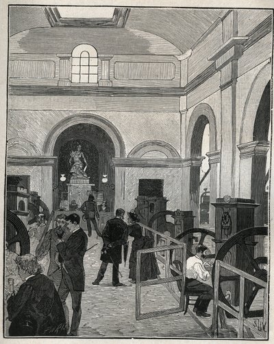 Myntverksted ved Monnaie de Paris. Gravering fra 1885 i «Les arts et professions illustrés»» av Adolphe BITARD. av Unknown artist